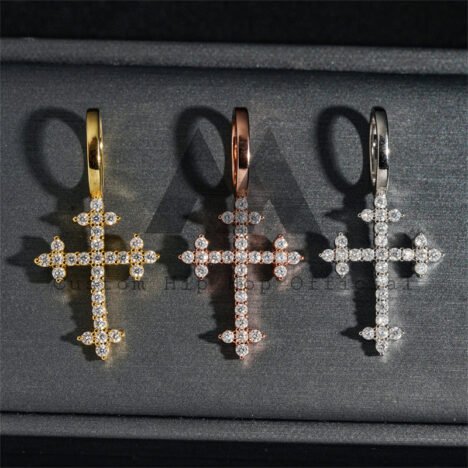 Mini Silver Moissanite Cross Pendant for 3MM Tennis Chain - Hip Hop Jewelry - Image 6