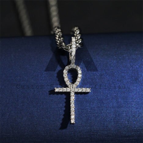 Hip Hop Iced Out Ankh Cross Moissanite Pendant VVS Grade Pass Diamond Tester - Image 3