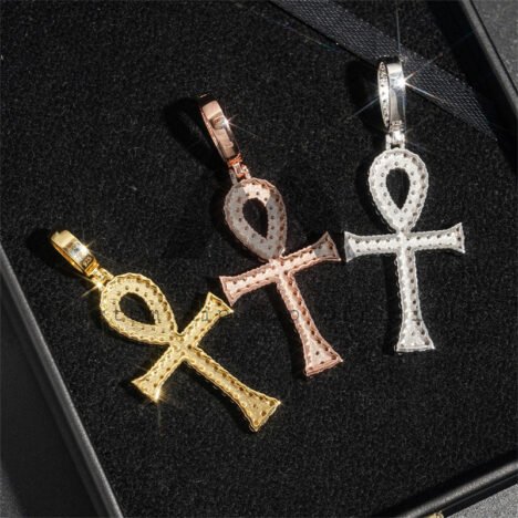 Men's Moissanite Diamond Ankh Cross Pendant, Iced Out, Fits 4MM Tennis Chain - Image 2