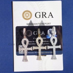 Men's Moissanite Diamond Ankh Cross Pendant, Iced Out, Fits 4MM Tennis Chain - Image 3