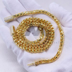 Hip Hop 925 Silver Franco Chain with VVS Moissanite Clasp - Image 2