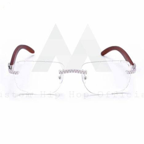 925 Sterling Silver VVS Moissanite Diamond Glasses Clear Lens Iced Out For Men - Image 2