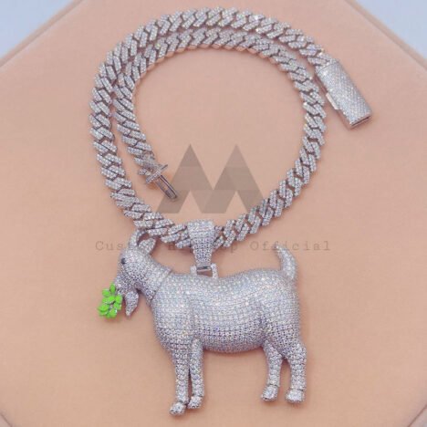 8MM VVS Moissanite Iced Out Goat Pendant - 3D Cuban Chain Hip Hop Jewelry - Image 4