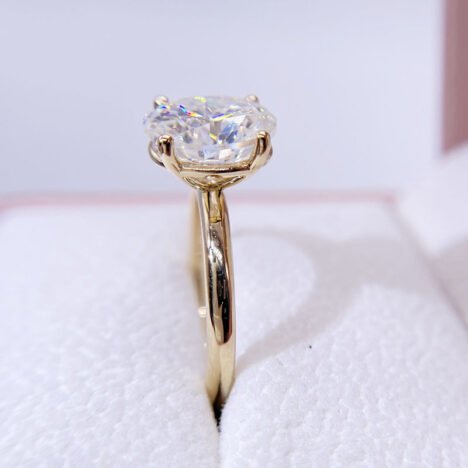 3CT Oval Moissanite Diamond Ring in 10K 14K 18K Gold - Hip Hop Jewelry - Image 3