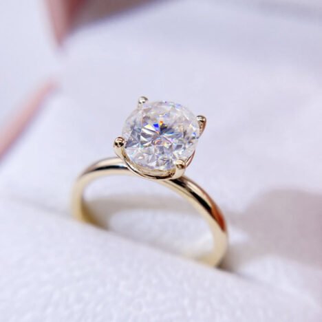 3CT Oval Moissanite Diamond Ring in 10K 14K 18K Gold - Hip Hop Jewelry - Image 4