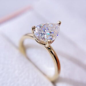 GRA Certificated 10K 14K 18K Yellow Gold 3CT Oval Cut Moissanite Diamond Ring For Women - Image 4