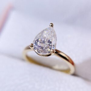 GRA Certificated 10K 14K 18K Yellow Gold 3CT Oval Cut Moissanite Diamond Ring For Women - Image 2