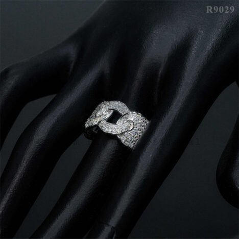 Men's 925 Silver Iced Out Moissanite Gucci Link Mariner Ring - Hip Hop Jewelry - Image 5