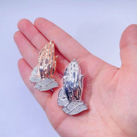 Iced Out Praying Hands Pendant with VVS Moissanite Diamond Pass Diamond Tester - Image 2