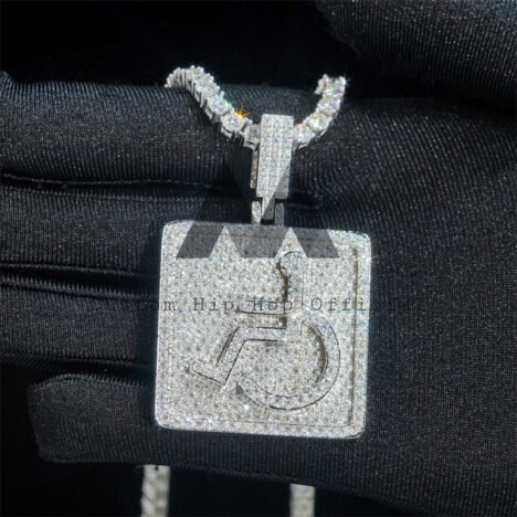 Hip Hop Necklace 2 Layer Wheelchair Handicap Pendant VVS Moissanite Diamond Men/Women Iced Out Jewellery - Image 3
