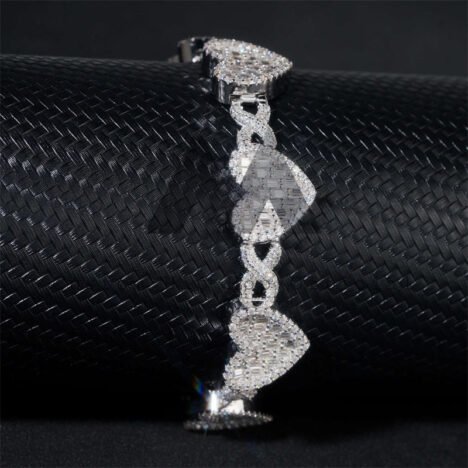 925 Silver Moissanite Diamond Heart Infinity Bracelet for Women, Elegant Design