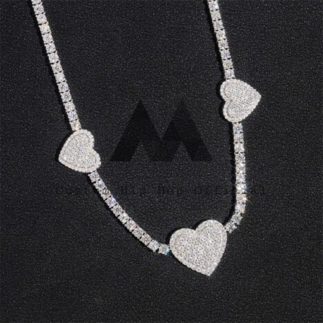 VVS Moissanite Diamond Tennis Chain Necklace 3MM Silver Hip Hop Jewelry - Image 2