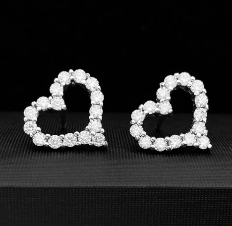 Valentines Day Gift 925 Sterling Silver VVS Moissanite Diamond Heart Necklace Earrings Pass Diamond Tester - Image 4