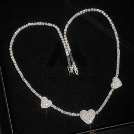 VVS Moissanite Diamond Tennis Chain Necklace 3MM Silver Hip Hop Jewelry - Image 3