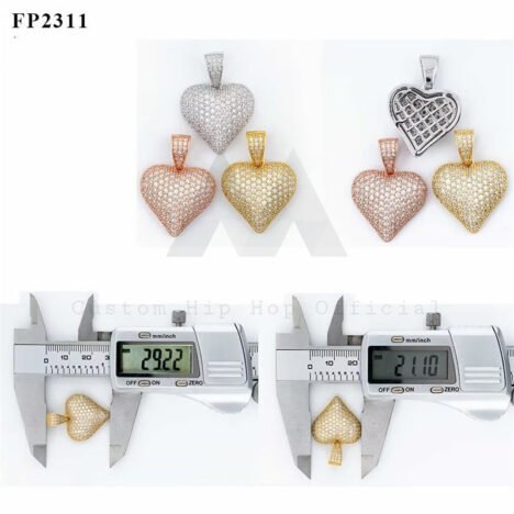 925 Silver Moissanite Heart Pendant, Iced Out Hip Hop Jewelry, Diamond Tester Pass