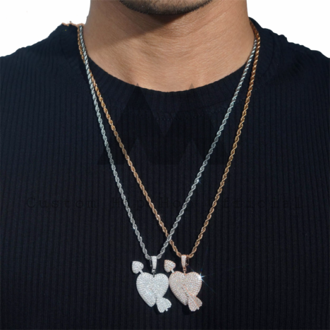 1.5" Small Size Heart With Arrow Moissanite Iced Out Hip Hop Jewelry - Image 2