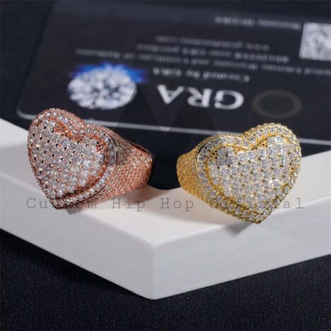 Buss Down Hip Hop Men Jewelry Princess Cut Heart Shaped Moissanite Ring For Men - Image 5