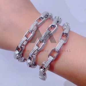 Solid Silver 925 VVS Moissanite Diamond 8MM Iced Out Hermes Link Chain - Image 3