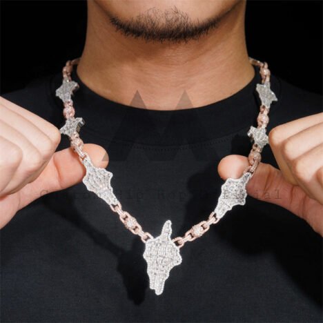 Rose Gold Moissanite Iced Out Rosary - Hip Hop Jewelry Chain - Image 3