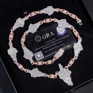 Rose Gold Moissanite Iced Out Rosary - Hip Hop Jewelry Chain