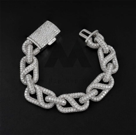 Men's 15MM Iced Out VVS Moissanite Infinity Link Hip Hop Bracelet