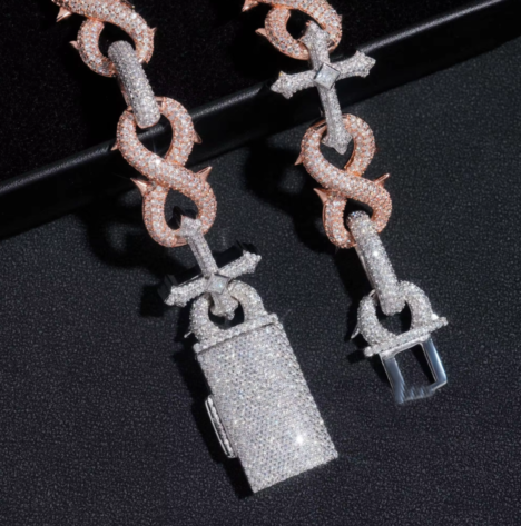 15MM Iced Out Spike Infinity Link Chain Necklace - Hip Hop Jewelry - Image 2