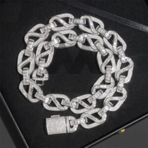 925 Silver 18MM Iced Out VVS Moissanite Box Link Chain - Hip Hop Jewelry - Image 5