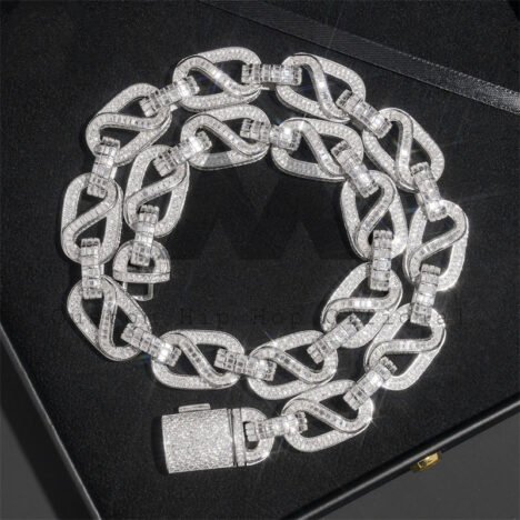 925 Silver 18MM Iced Out VVS Moissanite Box Link Chain - Hip Hop Jewelry - Image 5