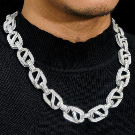 925 Silver 18MM Iced Out VVS Moissanite Box Link Chain - Hip Hop Jewelry - Image 6