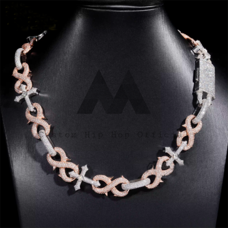 15MM Iced Out Spike Infinity Link Chain Necklace - Hip Hop Jewelry - Image 4