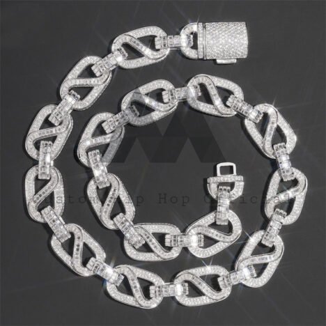 925 Silver 18MM Iced Out VVS Moissanite Box Link Chain - Hip Hop Jewelry