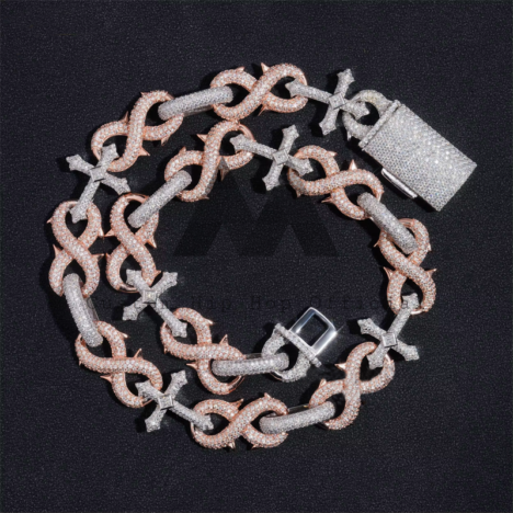 15MM Iced Out Spike Infinity Link Chain Necklace - Hip Hop Jewelry