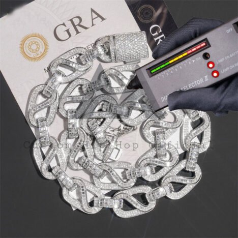 925 Silver 18MM Iced Out VVS Moissanite Box Link Chain - Hip Hop Jewelry - Image 7