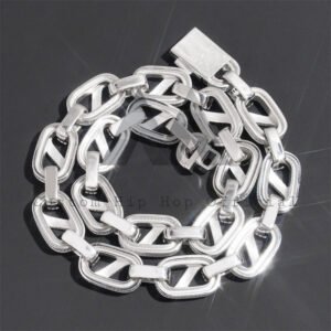 925 Silver 18MM Iced Out VVS Moissanite Box Link Chain - Hip Hop Jewelry - Image 8