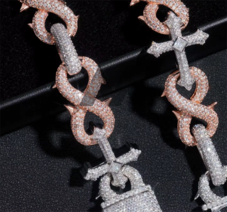 15MM Iced Out Spike Infinity Link Chain Necklace - Hip Hop Jewelry - Image 6