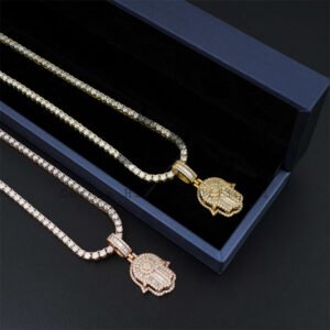Mini 925 Silver Moissanite Hamsa Pendant for 3MM Tennis Chain - Iced Out Hip Hop Jewelry - Image 4