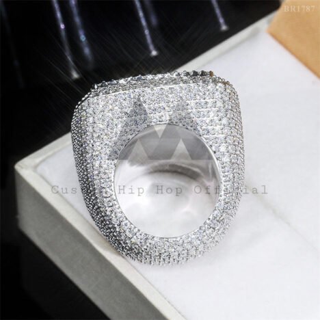 Sterling Silver 925 Men Baguette Cut Square Iced Out Men Ring VVS Moissanite Diamond - Image 2