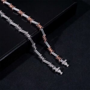 925 Sterling Silver Men Jewelry 6MM Moissanite Diamond Iced Out Wire Barber Bracelet - Image 2