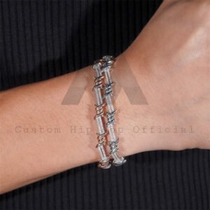 925 Sterling Silver Men Jewelry 6MM Moissanite Diamond Iced Out Wire Barber Bracelet - Image 3