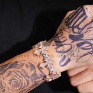 Men's 18MM Rose Gold Tone Iced Out Moissanite Infinity Link Bracelet Hip Hop Jewelry - Image 3