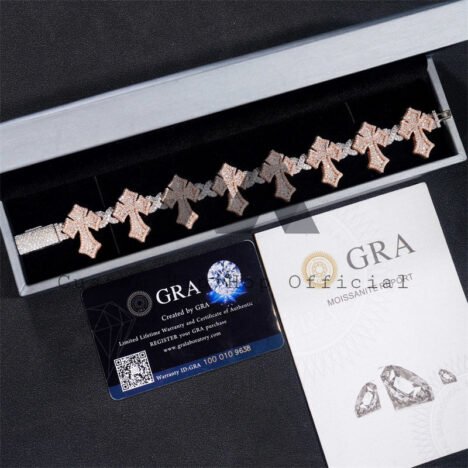Men's 18MM Rose Gold Tone Iced Out Moissanite Infinity Link Bracelet Hip Hop Jewelry - Image 4