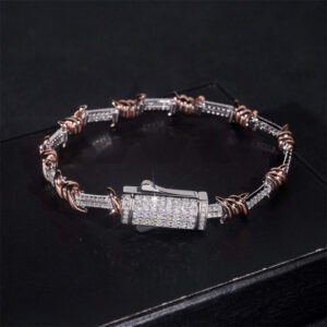 925 Sterling Silver Men Jewelry 6MM Moissanite Diamond Iced Out Wire Barber Bracelet - Image 5