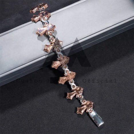 Men's 18MM Rose Gold Tone Iced Out Moissanite Infinity Link Bracelet Hip Hop Jewelry - Image 5