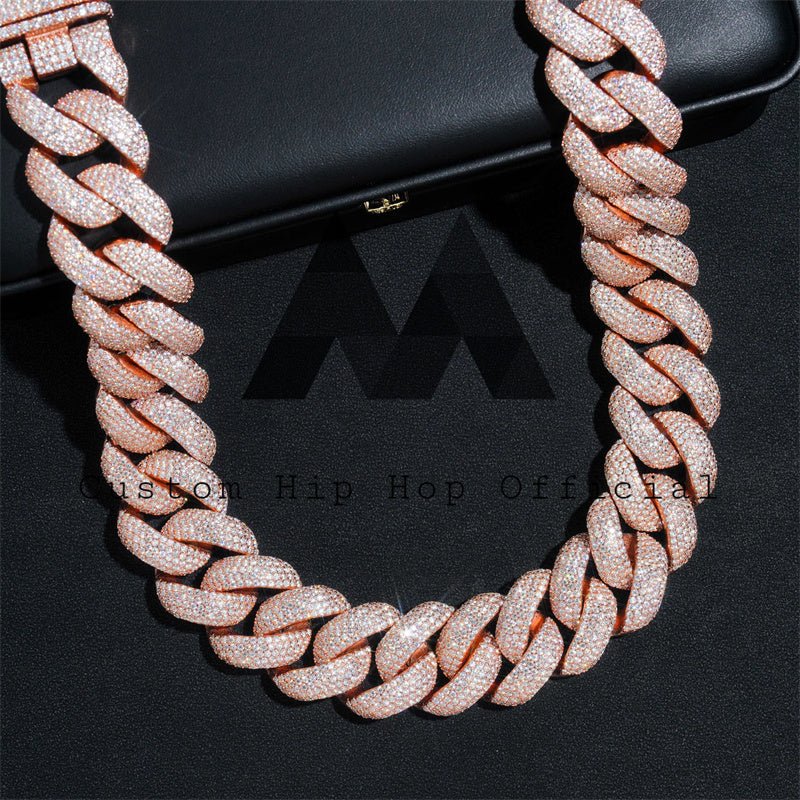 25MM Rose Gold Moissanite Cuban Chain - Iced Out Hip Hop Jewelry - Image 3