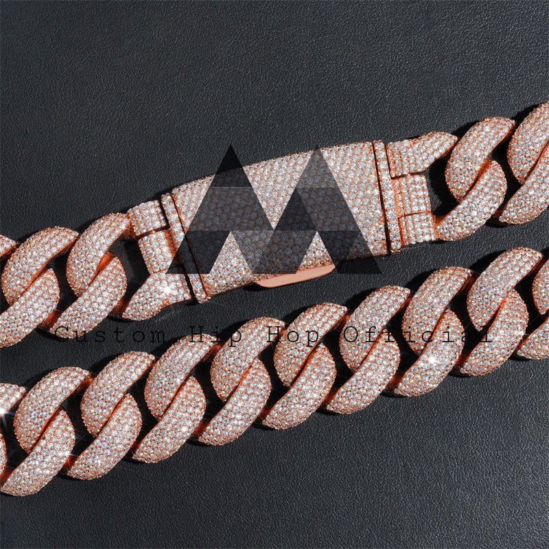25MM Rose Gold Moissanite Cuban Chain - Iced Out Hip Hop Jewelry - Image 4