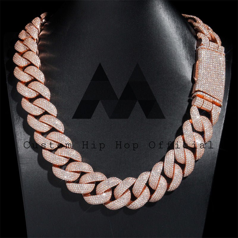 25MM Rose Gold Moissanite Cuban Chain - Iced Out Hip Hop Jewelry - Image 5