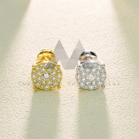 925 Silver VVS Moissanite Diamond Earrings, Screw Back, Hip Hop Cluster Style - Image 5