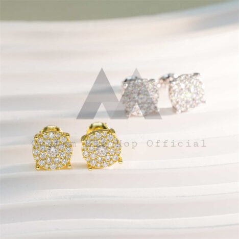 925 Silver VVS Moissanite Diamond Earrings, Screw Back, Hip Hop Cluster Style - Image 6