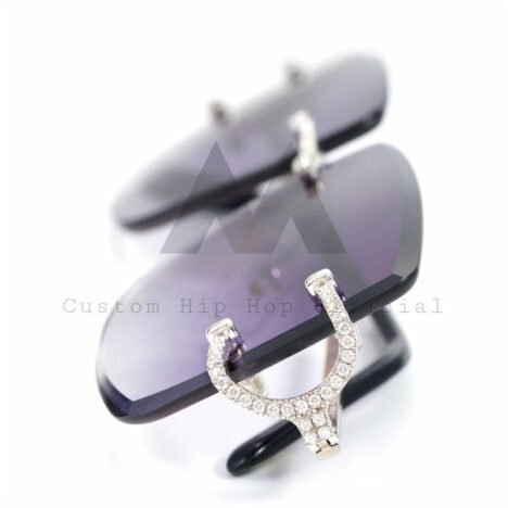 Stylish Purple Lens 925 Sterling Silver Iced Out Moissanite Diamond Sunglasses - Image 3