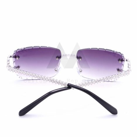 Men's Iced Out Moissanite Diamond Sunglasses, 925 Silver, Purple Lens, Hip Hop Style - Image 3